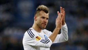 Yarmolenko durante un partido con el Dinamo de Kiev.