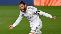 Sergio Ramos celebra el gol de penalti que marc&oacute; al Getafe y que le dio la victoria al Real Madrid.