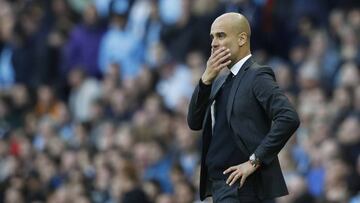 Britain Football Soccer - Manchester City v Everton - Premier League - Etihad Stadium - 15/10/16
 Manchester City manager Pep Guardiola looks dejected
 Reuters / Phil Noble
 Livepic
 EDITORIAL USE ONLY. No use with unauthorized audio, video, data, fixture