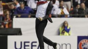 Emery, radiante de felicidad tras el gol ante el Valencia.