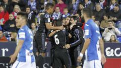 Los jugadores del Real Madrid celebran un gol la temporada pasada contra el Legan&eacute;s en Butarque.