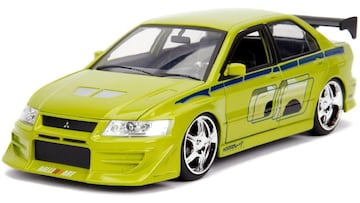 Coche a escala Mitsubishi Lancer EVO VII verde de la saga Fast and Furious