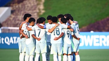 Players of Mexico during the FIFA Under-17 World Cup match between Mexico (Mexican National Team) and Korea Republic as part of group F at Aspire Zone Academy - Pitch 1 on November 04, 2025 in Doha, Qatar.