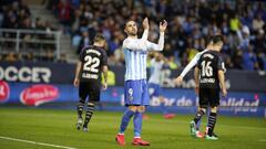 Sadiku, durante un partido en La Rosaleda esta temporada.