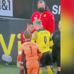 El duelo de Lucas y Haaland en el córner con un tenso cara a cara y un final inesperado