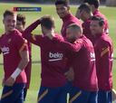 Messi, muy sonriente en el último entrenamiento antes de Balaídos