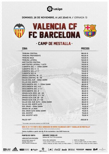 Entradas contra el Barça: 70, la más barata; 180, la más cara