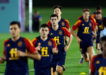 Álvaro Morata en carrera durante el entrenamiento de hoy. 

