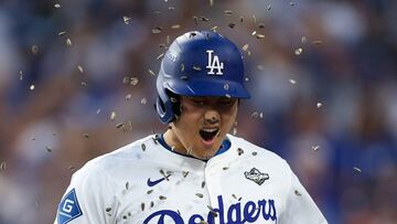 LOS ANGELES, CALIFORNIA - OCTOBER 27: Shohei Ohtani #17 of the Los Angeles Dodgers celebrates after hitting a home run against the Toronto Blue Jays during the third inning in game three of the 2025 World Series at Dodger Stadium on October 27, 2025 in Los Angeles, California. Sean M. Haffey/Getty Images/AFP (Photo by Sean M. Haffey / GETTY IMAGES NORTH AMERICA / Getty Images via AFP)