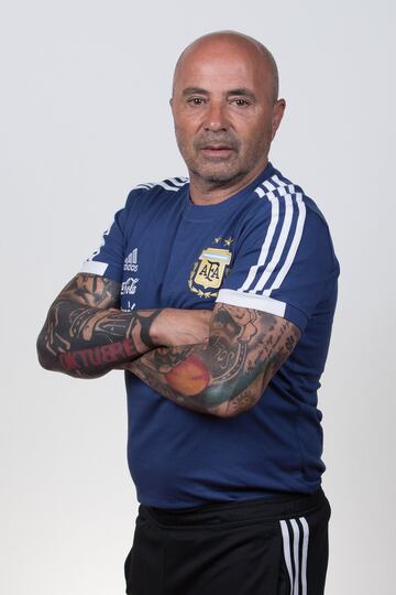 MOSCOW, RUSSIA - JUNE 12:  Head coach Jorge Sampaoli of Argentina poses for a portrait during the official FIFA World Cup 2018 portrait session on June 12, 2018 in Moscow, Russia.  (Photo by Lars Baron - FIFA/FIFA via Getty Images)