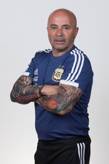 MOSCOW, RUSSIA - JUNE 12: Head coach Jorge Sampaoli of Argentina poses for a portrait during the official FIFA World Cup 2018 portrait session on June 12, 2018 in Moscow, Russia. (Photo by Lars Baron - FIFA/FIFA via Getty Images)