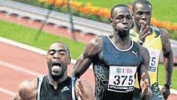 <b>VICTORIOSO. </b>Tyson Gay dejó muy atrás al jamaicano Usain Bolt.