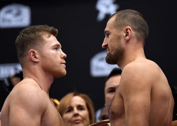 El pesaje de Canelo y Kovalev, en imágenes