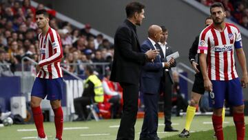 Momento en el que Simeone cambi&oacute; a Koke por Morata ante el Leverkusen. 