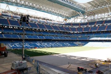 El césped del Santiago Bernabéu.