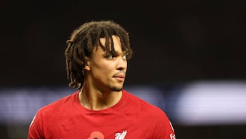 LONDON, ENGLAND - NOVEMBER 06: Trent Alexander-Arnold of Liverpool  during the Premier League match between Tottenham Hotspur and Liverpool FC at Tottenham Hotspur Stadium on November 06, 2022 in London, England. (Photo by Catherine Ivill/Getty Images)