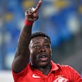 (FILES) Spartak Moscow's Dutch forward Quincy Promes celebrates after scoring an equalizer during the UEFA Europa League Group C football match between Napoli and Spartak Moscow on September 30, 2021 at the Diego-Maradona stadium in Naples. A Dutch court on February 6, 2024, ordered former Ajax and Netherlands international winger Quincy Promes to pay compensation to his cousin after stabbing him in the leg in 2020. (Photo by Alberto PIZZOLI / AFP)