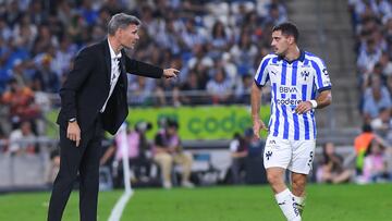 Fernando Ortiz head coach and German Berterame of Monterrey during the 10th round match between Monterrey and Pumas UNAM as part of the Torneo Clausura 2024 Liga BBVA MX at BBVA Bancomer Stadium on March 03 , 2024 in Monterrey, Nuevo Leon, Mexico.