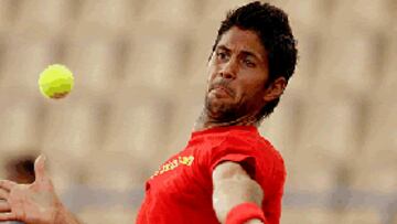 Fernando Verdasco durante el entrenamiento con España.