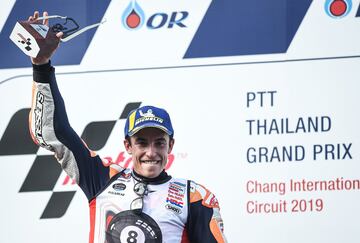 Tras ganar en el Gran Premio de Tailandia el piloto español ha conseguido levantar su octavo Mundial. Sobre el asfalto venció en un gran duelo a Fabio Quartararo. De esta forma se coloca a solo un título Mundial de Valentino Rossi.
