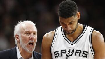 Tim Duncan y Gregg Popovich.