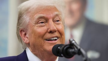 U.S. President Donald Trump speaks during a swearing-in ceremony for the interim U.S. Attorney for the District of Columbia, Jeanine Pirro, at the White House in Washington, D.C., U.S., May 28, 2025. REUTERS/Leah Millis