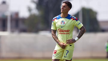     Brian Rodriguez of America during the 17th round match between Puebla and America as part of the Torneo Clausura 2024 Liga MX Basic Forces U-23 at Centro de Formation BUAP on April 26, 2024 in Puebla, Mexico.