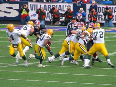 LECCIONES DE FOOTBALL: la línea ofensiva bloqueando para la carrera