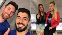 Im&aacute;genes de Leo Messi con Luis Su&aacute;rez tras la victoria del Bar&ccedil;a-Atl&eacute;tico (2-0) del 6 de abril del 2019 y de sus mujeres, Antonella Roccuzzo y Sofi Balbi, posando sonrientes en la grada del Camp Nou tras este partido.