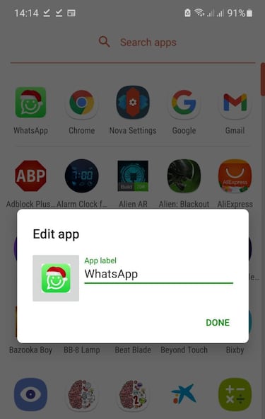 Cómo poner un gorro de navidad al icono de WhatsApp en el móvil
