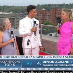 17th NFL Draft pick Christian Gonzalez shows off the special secret in his “little white suit”