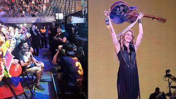 Piqu&eacute; y sus hijos, espectadores de lujo en el concierto de Shakira en Barcelona.