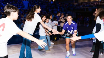 Isa Latorre, base del Movistar Estudiantes, en la presentación del partido ante el Hozono Global Jairis.