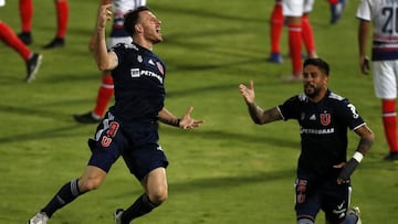 Futbol, Universidad de Chile vs San Lorenzo.
 Fase 2, Copa Libertadores 2021.
 El jugador de Universidad de Chile Angelo Henriquez celebra su gol contra San Lorenzo durante el partido de ida de la fase 2 de la Copa Libertadores disputado en el estadio Nacional de Santiago, Chile.
 10/03/2021
 Andres Pina/Photosport
 
 Football, Universidad de Chile vs San Lorenzo.
 Phase 2, 2021 Copa Libertadores Championship.
 Universidad de Chile&#039;s player Angelo Henriquez celebrates after scoring against San Lorenzo during the phase 2 match of the Copa Libertadores Championship in Santiago, Chile.
 10/03/2021
 Andres Pina/Photosport