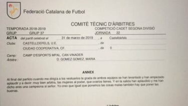 "Girl power!": female referee includes plaudits in match report