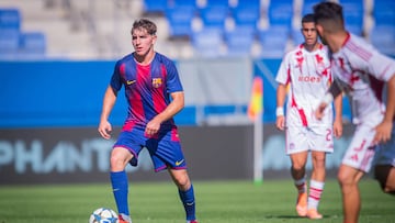 Pedro Rodríguez en el partido de la Youth League contra Olympiacos.