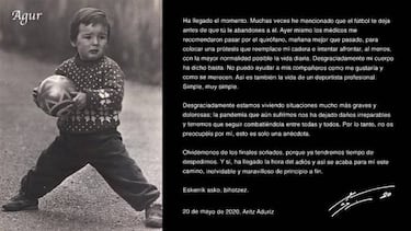 La emotiva carta con la que se despide Aduriz del fútbol