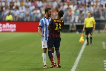 Liga Bbva. Málaga - Barcelona. Discusión entre Jesús Gámez y Neymar.