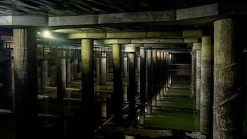 MADRID, 20/01/2021.-Vista del tanque de tormentas de Arroyofresno, que con una capacidad de 400.000 metros cúbicos es el más grande del mundo, y cuya función principal es almacenar el agua que recoge la red de alcantarillado y regular su paso hacia las estaciones depuradoras, donde se trata para verterse a los ríos en las mejores condiciones. La Comunidad de Madrid dispone de la mayor red del mundo de tanques de tormentas preparada para recoger agua de lluvia y deshielo.- EFE/ Comunidad de Madrid / SOLO USO EDITORIAL / SOLO DISPONIBLE PARA ILUSTRAR LA NOTICIA QUE ACOMPAÑA