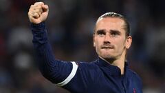 France&#039;s forward Antoine Griezmann reacts at the end of the FIFA World Cup Qatar 2022 Group D qualification football match between France and Finland at the Groupama stadium in Decines-Charpieu near Lyon, central eastern France on September 7, 2021. 