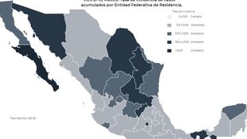 Mapa, muertes y casos de coronavirus en México por estados hoy 17 de enero