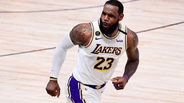 (FILES) In this file photo taken on October 11, 2020, LeBron James of the Los Angeles Lakers during the fourth quarter against the Miami Heat in Game Six of the 2020 NBA Finals  on October 11, 2020 in Lake Buena Vista, Florida. NOTE TO USER: User expressl