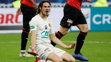 Soccer Football - Coupe de France Final - Stade Rennes v Paris St Germain - Stade de France, Saint-Denis, France - April 27, 2019 Paris St Germain's Edinson Cavani reacts REUTERS/Charles Platiau