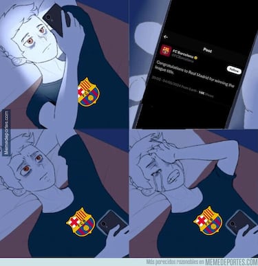 Los memes se ceban con el Barça el día que el Real Madrid se proclama campeón de liga