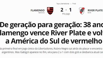 La final de Copa Libertadores entre Flamengo y River tuvo repercusión internacional y así se contó en los diferentes medios a lo largo de todo el mundo.