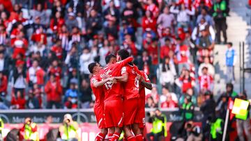 during the 5th round match between Toluca and Leon as part of the Torneo Clausura 2024 Liga BBVA MX at Nemesio Diez Stadium on February 03, 2024 in Toluca, Estado de Mexico,, Mexico.