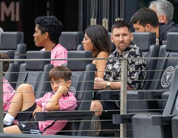 Messi sat in the stands as his team lost 2-3.