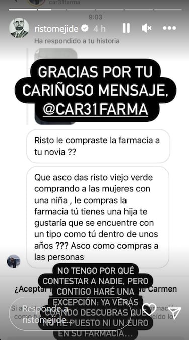 Risto Mejide estalla ante las acusaciones de comprar la farmacia de su novia