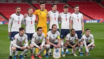 El once inicial de Inglaterra ante Polonia en la fase de clasificaci&oacute;n para el Mundial de Qatar. 