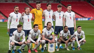 El once inicial de Inglaterra ante Polonia en la fase de clasificación para el Mundial de Qatar.